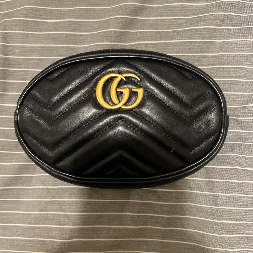 RARE Gucci GG Marmont Leather Waist Belt Bag in Black (No Belt. Included)